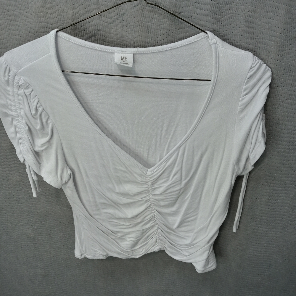 Me to We women's white gathered stretch rayon/span